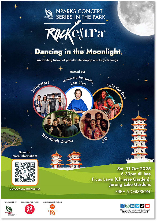 What to Expect at NParks Concert Series In The Park: Rockestra in October 2025 at Ficus Lawn, Chinese Garden