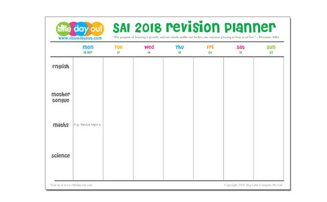 SA1 2018 Revision Planner