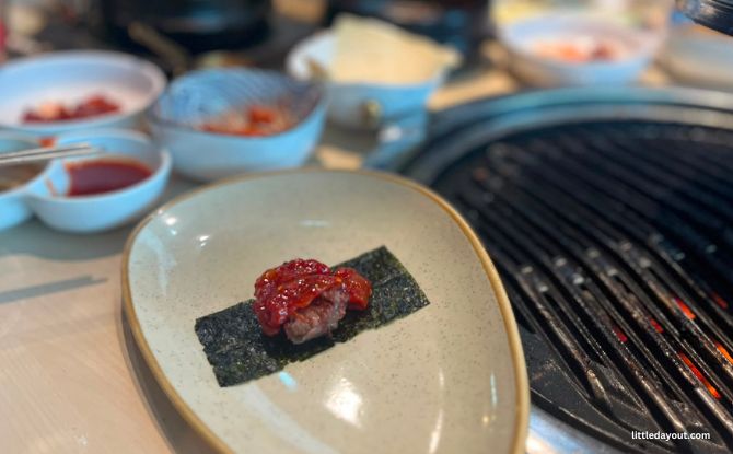 Seorae Jib: Korean Charcoal BBQ With 100 Knife Cuts Samgyeobsal 3 seaweed ssam and cheesy tortilla ssam
