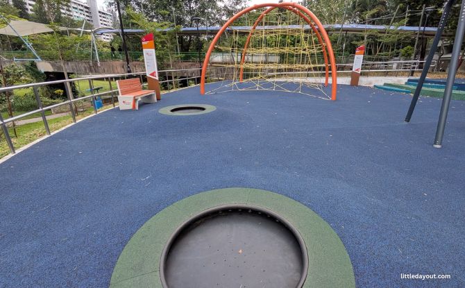 Sunset Way HDB Playground: Intergenerational Exercise & Sports Hub 2 Bounce on the two trampolines
