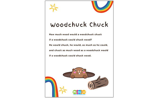 Woodchuck Chuck Tongue Twister Printable