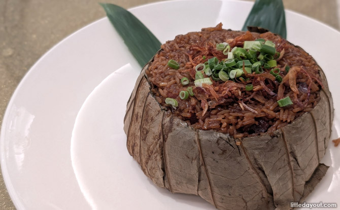 Ya Ge’s (雅阁) Chinese New Year Menu: Refined Cantonese Traditions With A Modern Touch 8 Steamed Lotus Leaf Jasmine and Glutinous Rice with Chinese Sausages and Waxed Meat