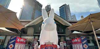 5.5-Metre Tall White Rabbit From The Candy Fame Pops Up At Lau Pa Sat