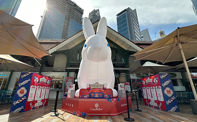 5.5-Metre Tall White Rabbit From The Candy Fame Pops Up At Lau Pa Sat