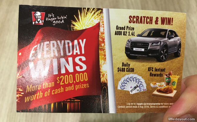 KFC Everyday Wins scratch card