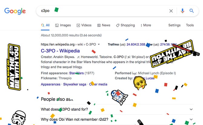 Star Wars day Confetti on Google