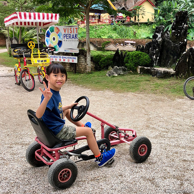 The little one made a beeline for the pedal car.