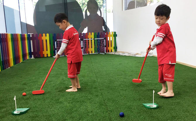 Kids Play Mini-Golf And Bowl at New MindChamps PreSchool @ Boon Keng (Kallang)