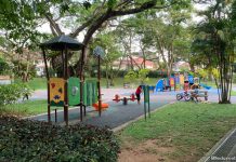 Watten Heights Playground: Leafy Park With Zipline & Old Style Merry Go Round For Kids