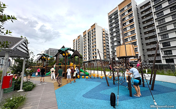Crow's nest climbing structure at the Anchorvale Village Playground