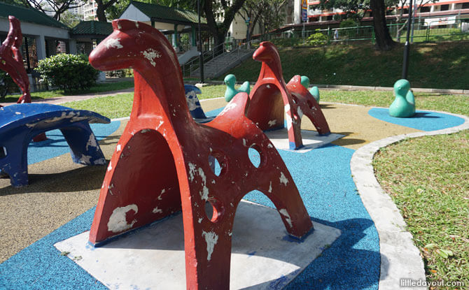 Old School Animal Playground At Toa Payoh Lorong 7 Park: Horse, Duck and Anteater