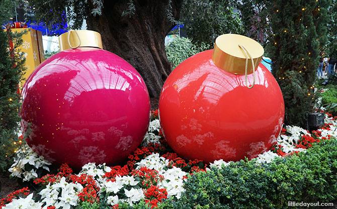 Brightly-coloured baubles at Gardens by the Bay 2018