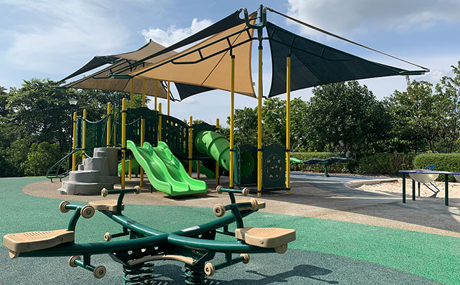 Sengkang Riverside Park Playground: Shaded Play Spot & Hedge Tunnel Sengkang Riverside Park Playground: Shaded Play Spot & Hedge Tunnel