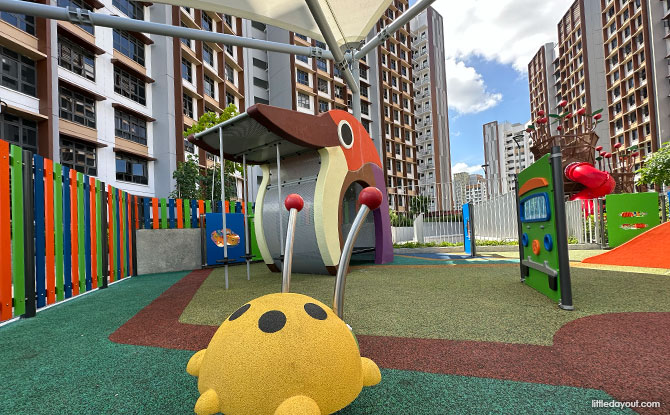 Bartley GreenRise Playground: Cherry Trees & Birds 9 Stepping stones and spring equipment