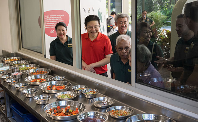 DPM Lawrence Wong at the Breeding and Research Centre next to Winged Sanctuary during its opening