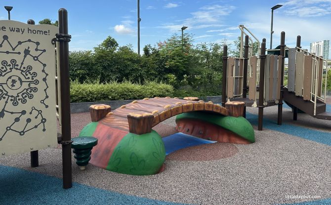Bishan Ridges Playground: Search For The SS Minnow 2 faux wooden bridge