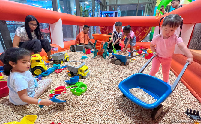 Eli’s sandpit filled with clean hinoki beads