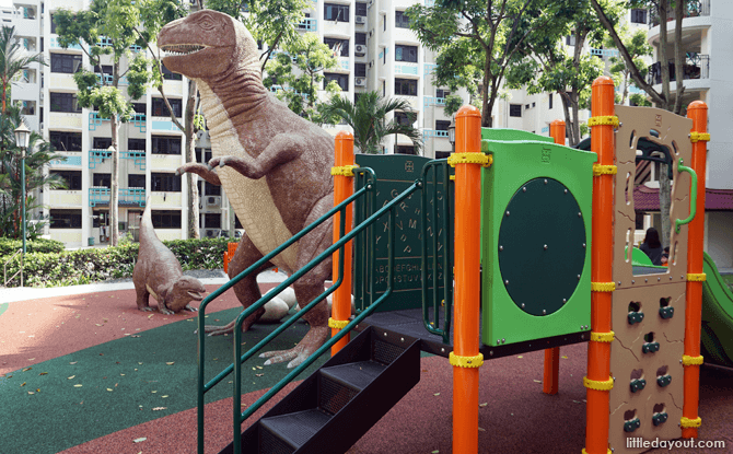 Playground with dinosaurs sculptures, Toa Payoh