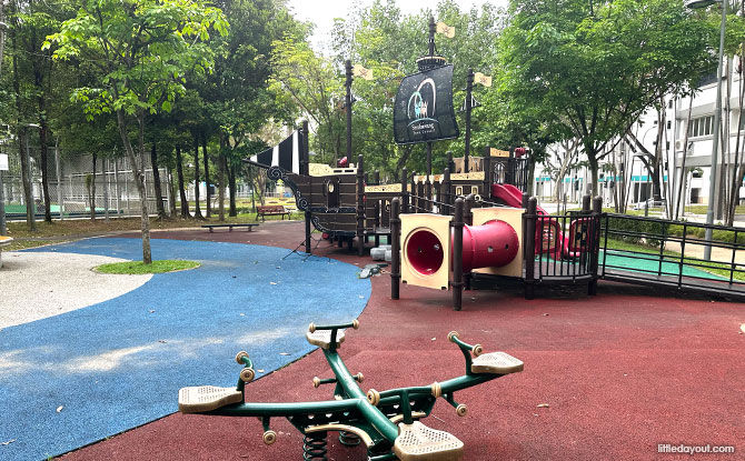 Circle Green Park: Three Playgrounds Including A Climbing Pyramid 6 Pirate Ship at Circle Green Playground