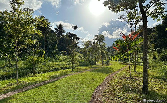 View of the linear park along Ulu Pandan