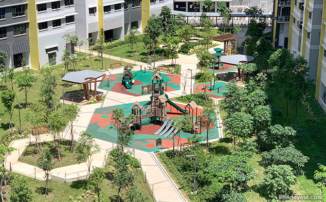 Clementi Peaks Playground: Wagon Shaped Hut & Tower Play Structure