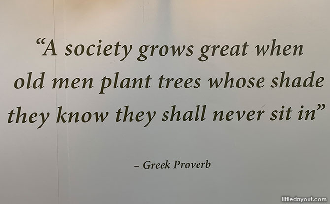 A society grows great when old men plant trees whose shade they know they shall never sit in”