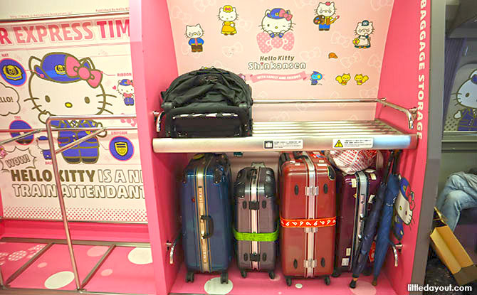 Luggage Areas on board the JR Hello Kitty Train