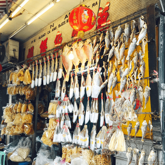 Salted fish hung beautifully outside a traditional shop.