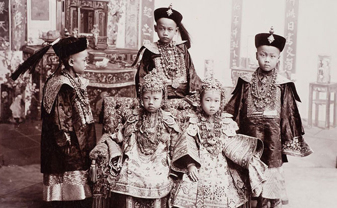Chinese Children in New Year's Dress. Image courtesy of Peranakan Museum.
