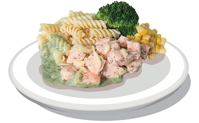 Andes By Astons Salmon & Spinach with Cream Fusilli (U.P. $7.50)