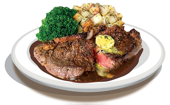 Andes By Astons Steak Cut with Garlic Herb Butter and Black Pepper Sauce (U.P. $13.50)