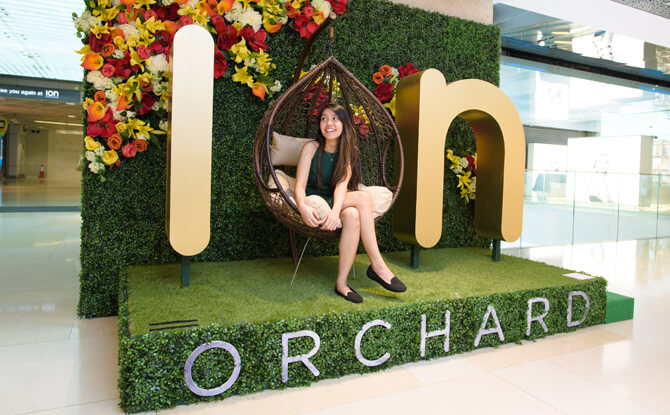 Indoor swing display at ION Orchard