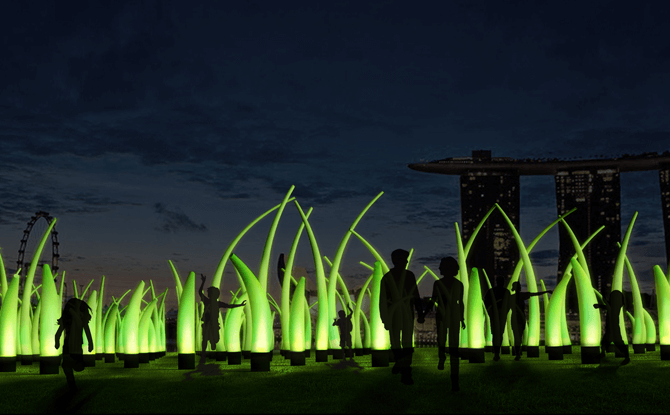 Dancing Grass, interactive artwork at the festival, I Light Marina Bay 2018