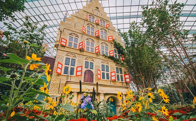 European-themed Flower Field Display