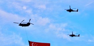 National Day Flypasts 2021: Helicopters Flying The SG Flag & F-15SGs
