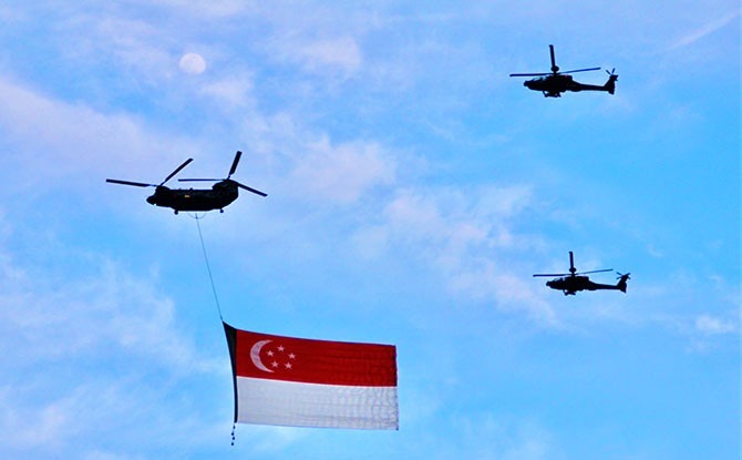 National Day Flypasts 2021: Helicopters Flying The SG Flag & F-15SGs