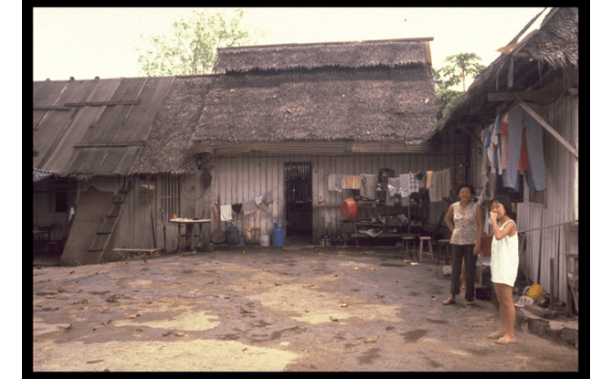 Kampong Teban, located at the 8th milestone of Tampines Road, 1986. Credit - Courtesy of National Archives of Singapore