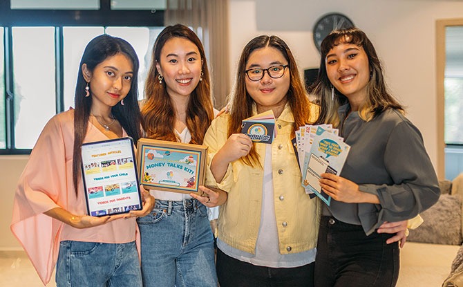 Left to Right: Asyiqin Musta'ein, Mallorie Ng Jing Wen, Melissa Phay Bao Yu, Esther Vivienne Yeo Yi Qin. Image: Money Talks