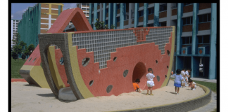 Watermelon playground at Tampines Central Park, 1993. Credit - Ministry of Information and the Arts Collection, Courtesy of National Archives of Singapore