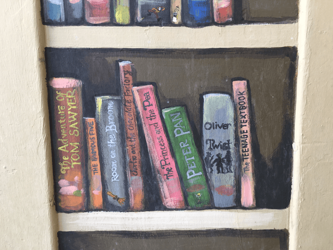 Mural detail of books