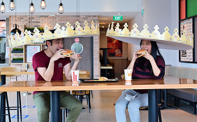 Burger King Singapore social distancing crowns