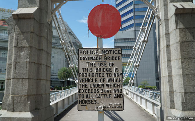 Historical police signboard at Cavenagh Bridge