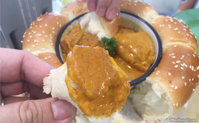 The bread is perfect for dipping into the curry.