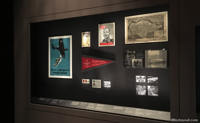 Display cases at National Museum of Singapore, Witness to War