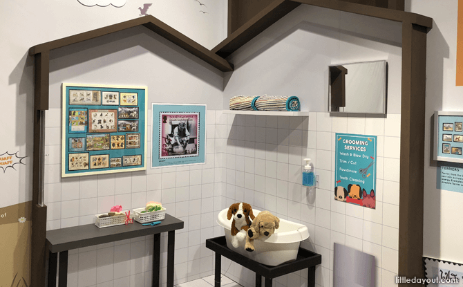 Dog groom parlour at All About Dogs exhibition at Singapore Philatelic Museum
