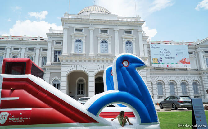 Bouncy playgrounds in front of National Museum of Singapore