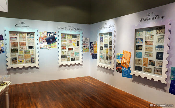 Display at envelopes at Singapore Philatelic Museum