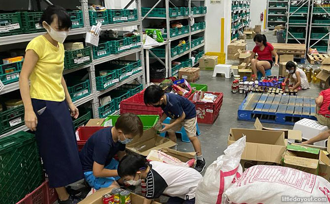 Sort food donations at Food Bank Singapore