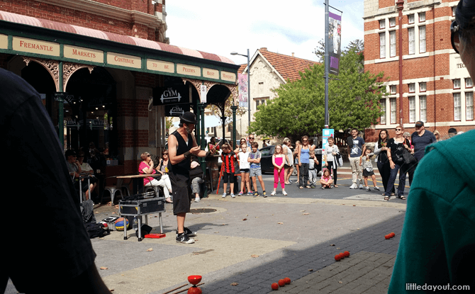 Buskers performing at Fremantle Market