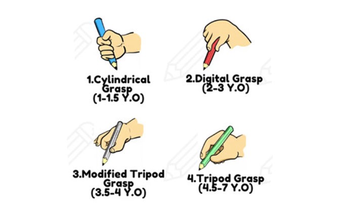 Correct Writing Handgrips at Different Ages